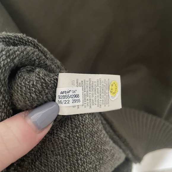 Aerie Quarter Zip Ribbed Sweater Sweatshirt Olive Green Medium New With Tags - Picture 8 of 12